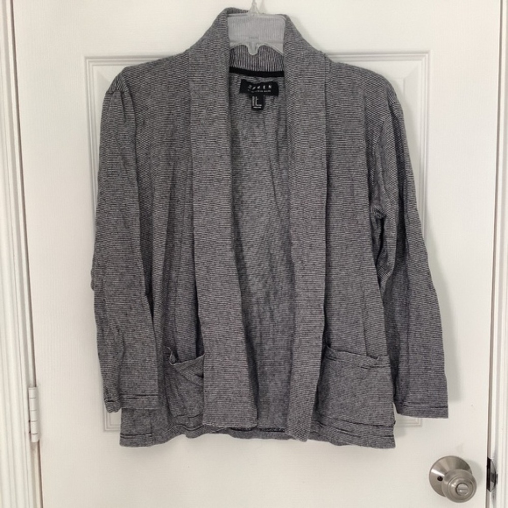 21 Men Black/White Striped Zigzag Weave Lightweight Cardigan S PRE-OWNED